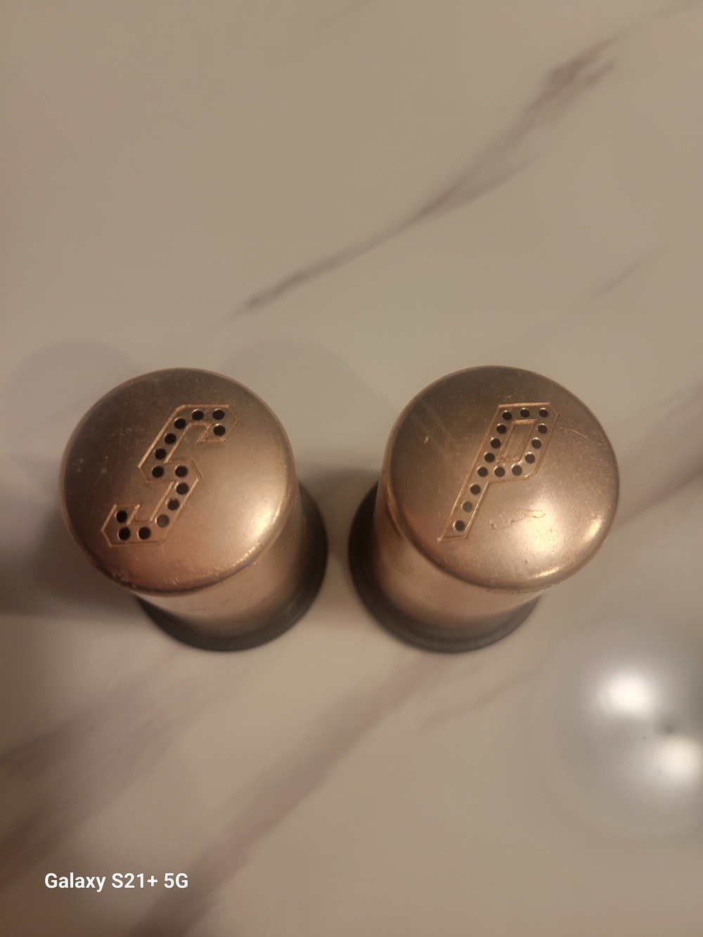 Vintage Copper Mini Salt And Pepper Shaker Set